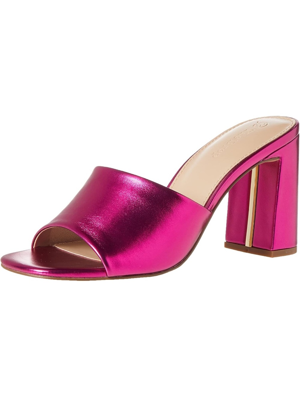 THE DROP Metallic Fuchsia Slide Mule Heel - Women's Fashion Sandal
